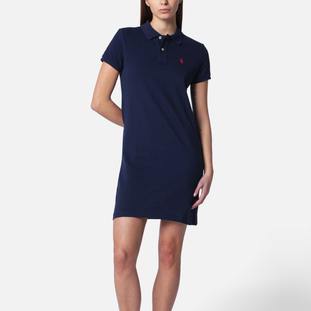 Polo Ralph Lauren Cotton Mesh Polo Dress - Navy Blue / Red Pony - Large